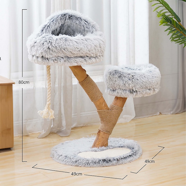 Produktbild Fudajo Designer-Kratzbaum (80 cm, Creme, Grau)