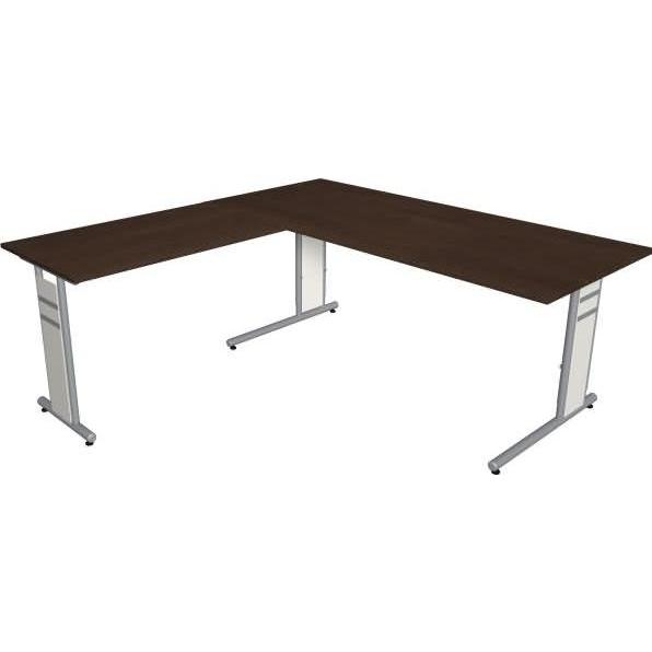 Kerkmann, Schreibtisch, Schreibtisch Form4 180 C-Fuss-Gestell 180x80x68-82cm / Anbau 100x60cm wenge