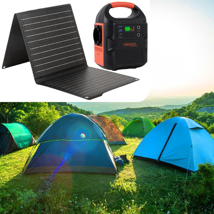 Ideoon Mobiles Powerstation Set 88,8Wh mit 21W Solarpanel faltbar, 230V Steckdose, 100W, USB-C PD 65W (88.80 Wh, 1.10 kg)