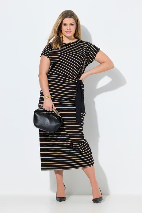 Produktbild Ulla Popken Maxikleid, Ringel, Slim, Rundhals, Halbarm (62)