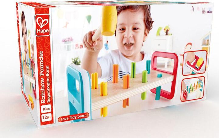 Actual product image Hape Rainbow knocking bench