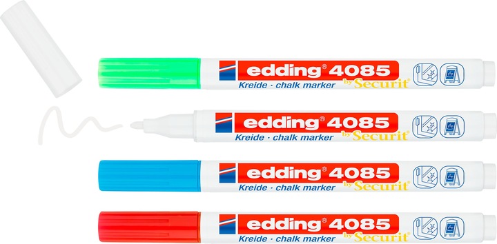 Image du produit Edding Marqueur craie (Rouge, Bleu clair, Blanc, Vert fluo, 2 mm, 4 x)
