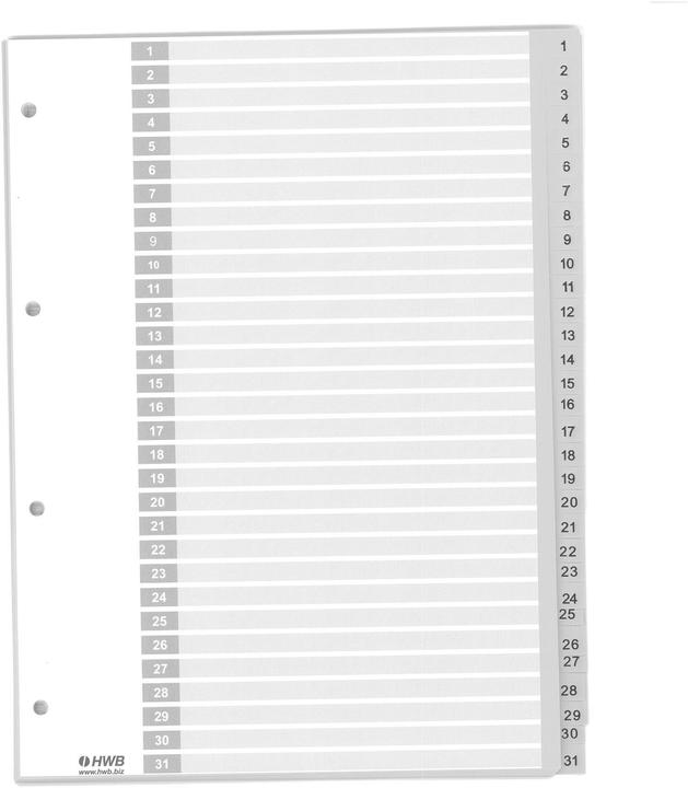 Produktbild Hwb Register A4, PP 1-31, 25 Stück