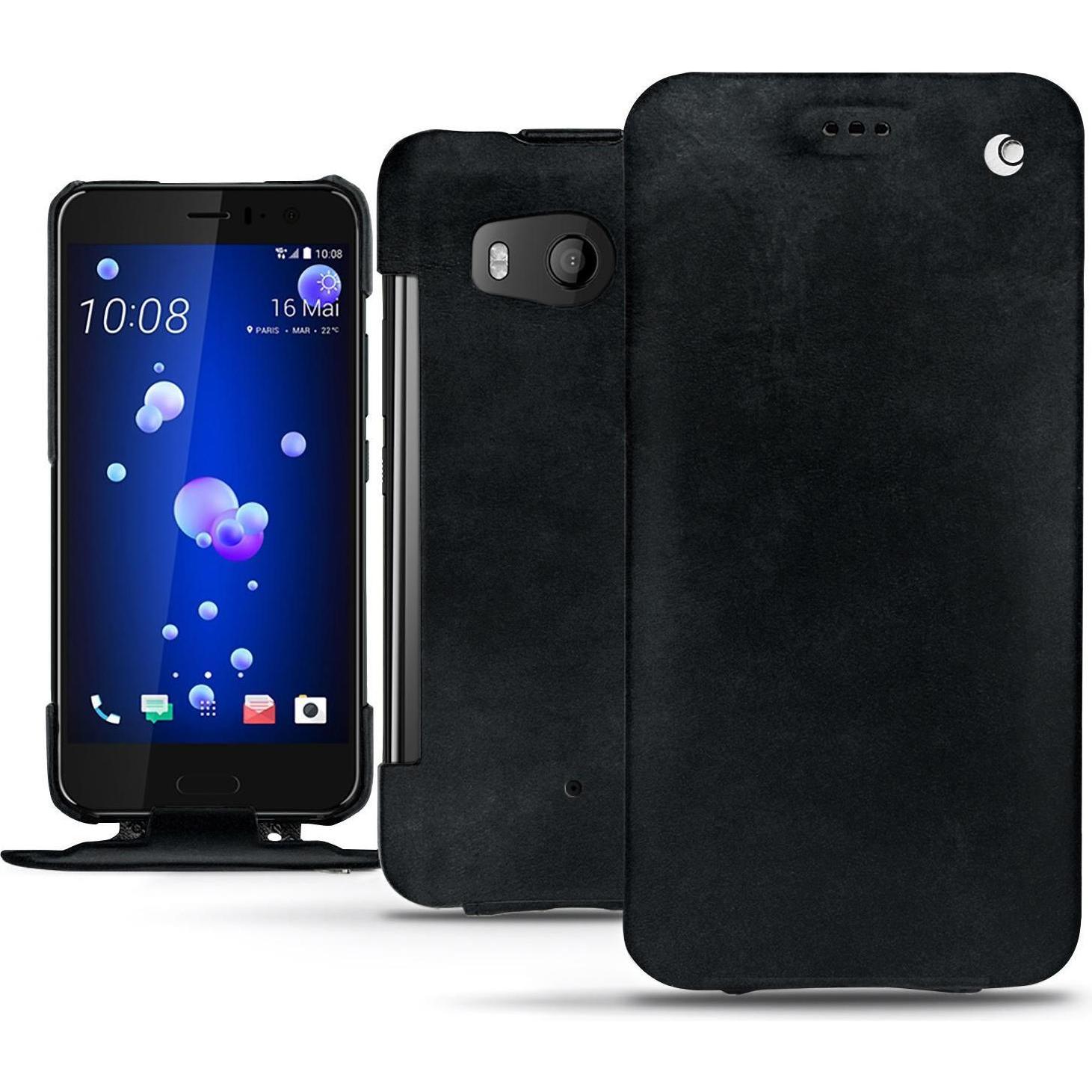 Noreve Lederschutzhülle vertikal (HTC U11), Smartphone Hülle, Schwarz