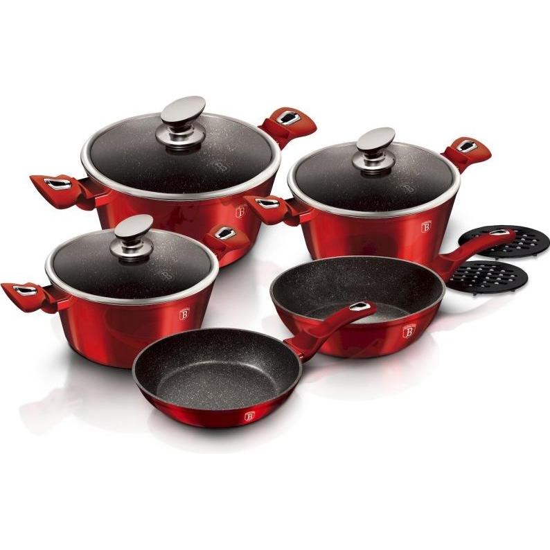 Thumbnail - BerlingerHaus Metallic pot set 10 elements (BH/1222), Pfanne + Kochtopf, Rot