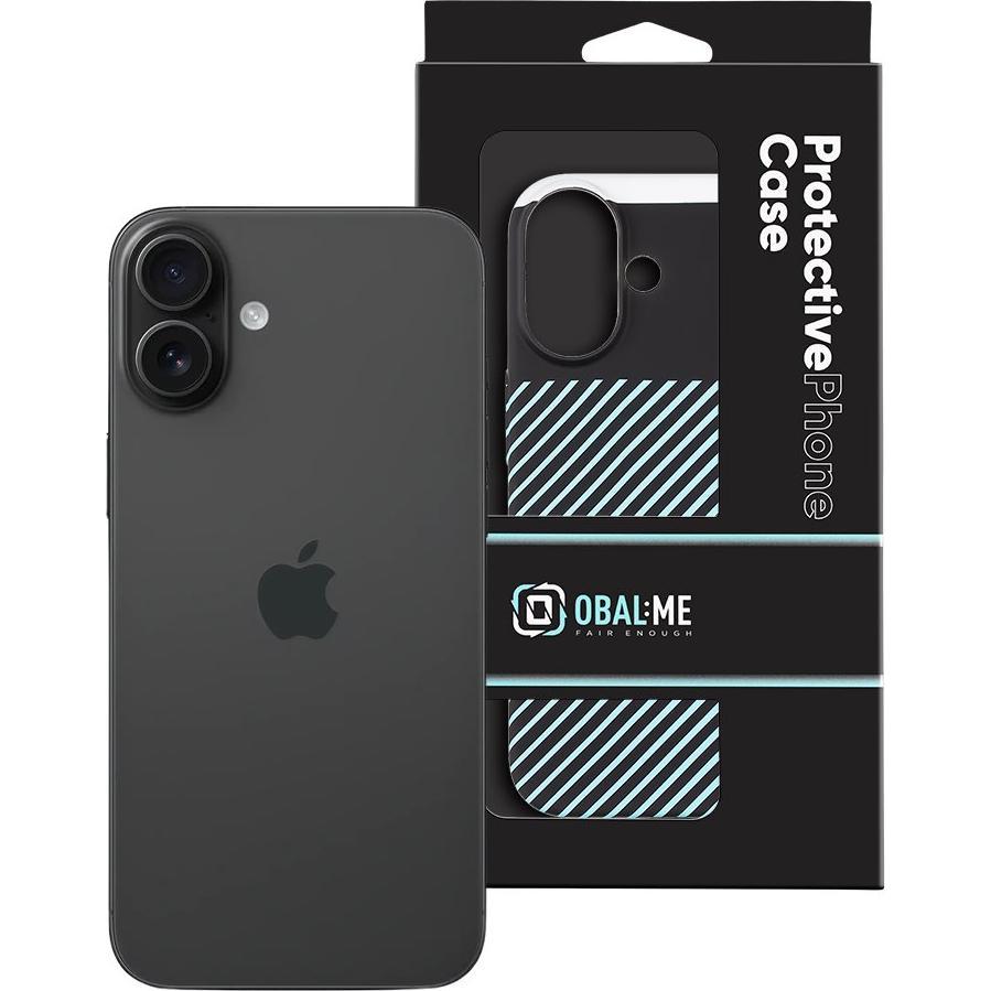 Obal:Me Flossy Stripes Case für Apple iPhone 16 PLUS schwarz/hellblau (Apple iPhone 16 Plus), Cover smartphone, Blu, Nero