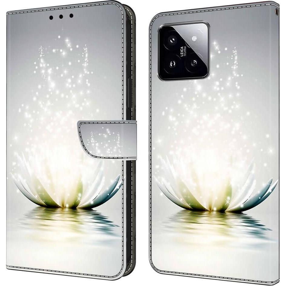 Cover-Discount Xiaomi 14 - 3D-Effekt Hülle Etui Lotusblüte (Xiaomi 14), Smartphone Hülle, Mehrfarbig