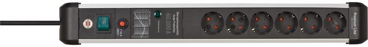 Brennenstuhl 1391010600 Multiple socket outlet aluminium (anodised), black protective contact 1 pc. (6x, CEE 7/3, 3 m)