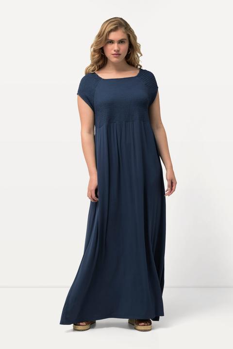 Produktbild Ulla Popken Kleid, A-Linie, gesmokt, Carré-Ausschnitt, Halbarm (54)