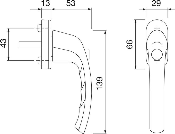 Produktbild Hoppe Fenstergriff TOKYO - Druckknopf 90°, VK 7 x 32 mm, Edelstahl-Effekt