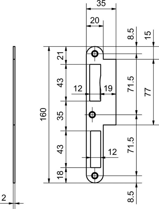 Productafbeelding Glutz Lappenschliessbleche B-1001.440.20 (Opvallende plaat)