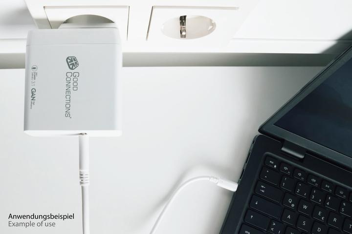 Produktbild Good Connections USB-Schnellladegerät 140W mit GaN-Technologie, 1-Port (USB-Câ„¢), PD 3.1, QC 5, PPS, inkl. 1,2m Lade (140 W)