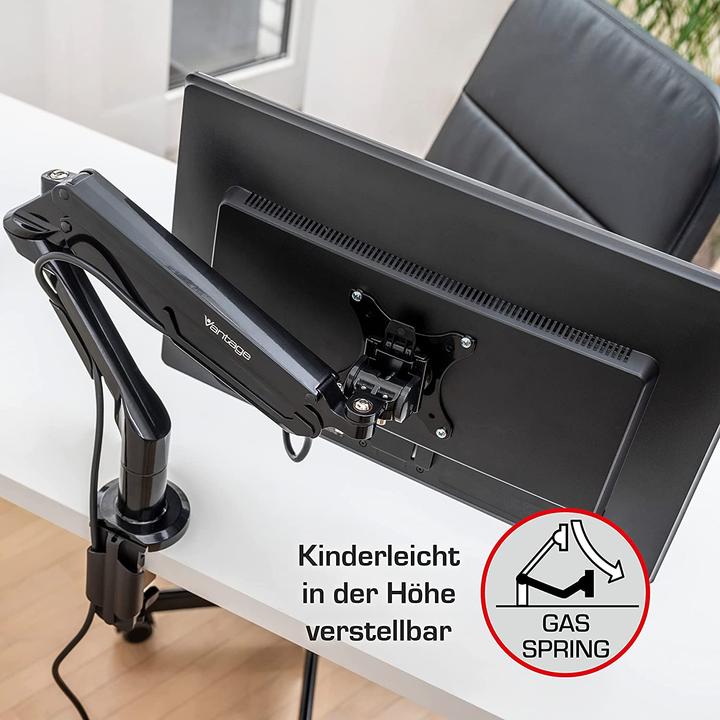 Image du produit Vantage Bras pour écran Premium single Gas 75x100 -12kg 36" noir (Tables, 36", 12 kg)