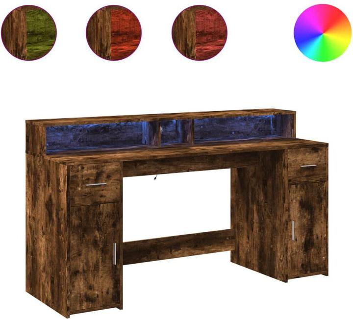Actual product image vidaXL LED desk Computer desk Office desk Smoked oak