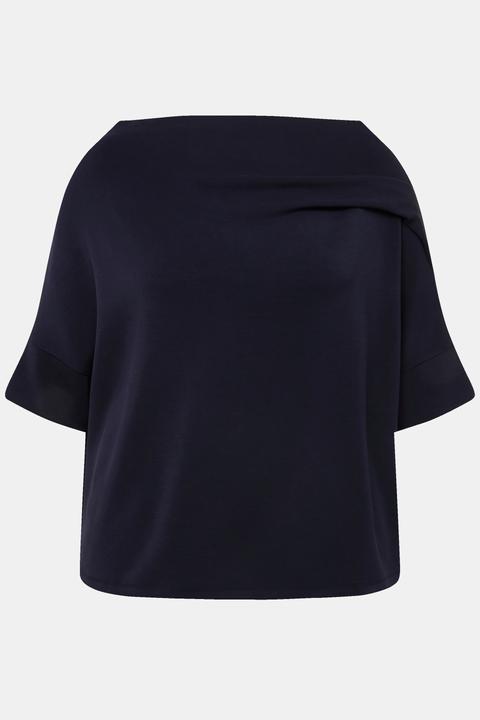 Actual product image Ulla Popken Asymmetric Draped Shoulder Oversized Fit Stretch Sweatshirt (54, 56)