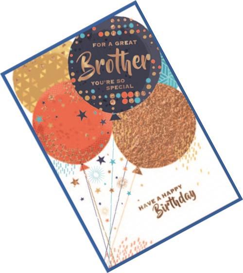 Actual product image Simon Elvin For A Great Brother Happy Birthday Greetings Card (Pack of 6) (6 pcs.)