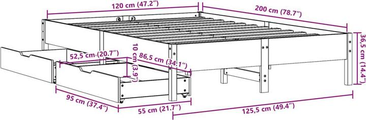 Actual product image VidaXL Bed without mattress (120 x 200 cm)