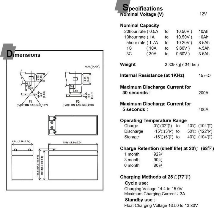 Produktbild Multipower MP10-12S Blei Akku 12 Volt 10000mAh (12 V, 10 Ah)