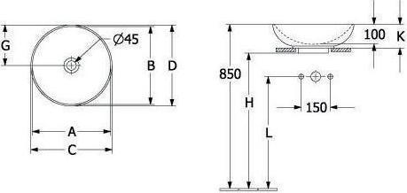 Immagine prodotto Villeroy & Boch V&B Lavabo da appoggio LOOP & FRIENDS senza ÜL d= 420mm bianco (Lavandino montato in alto, 42 cm, 42 cm)