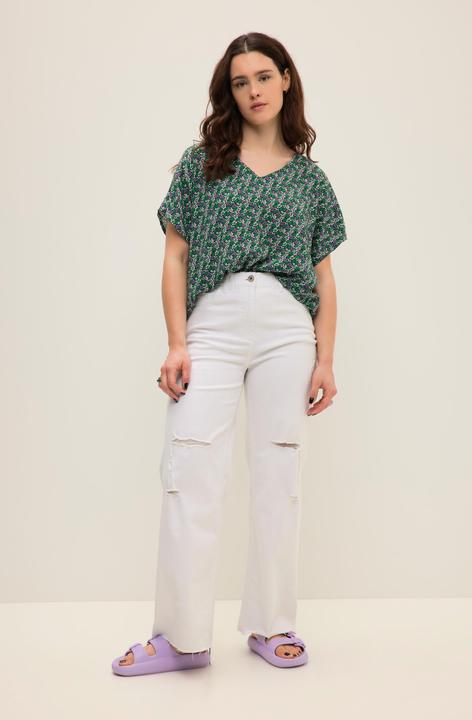 Actual product image Studio Untold Distressed White Denim Elastic Waist Jeans (50)