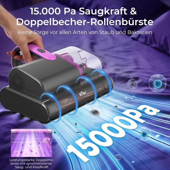 Produktbild Bear Rock Milbensauger mit UV-C Licht und 15kpa Saugkraft