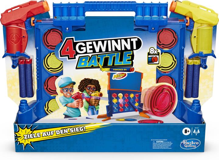 Produktbild Hasbro Gaming 4 gewinnt Battle Spiel mit Nerf Blastern