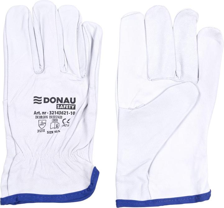 Donau Safety Arbeitshandschuhe, Ziegenleder, Grösse 11/XXL, weiss