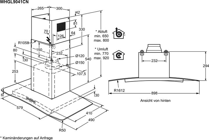 Valeurs nutritives et ingrédients Electrolux WHGL9041CN (Hotte murale)