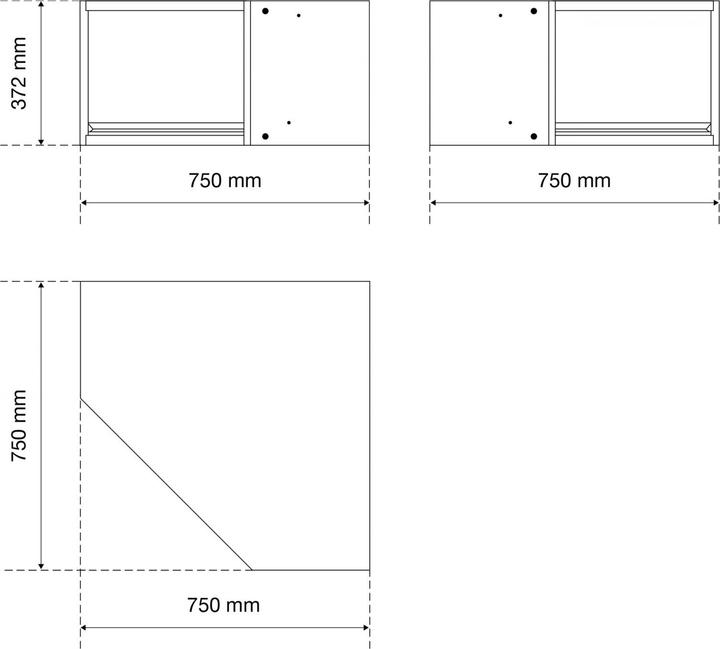 Actual product image BGS - Hängeschrank, mit Frontklappe, Eckelement (75 cm, 37.20 cm)