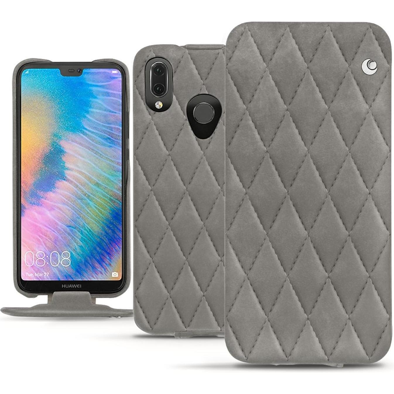 Noreve Lederschutzhülle vertikal (Huawei P20 Lite), Smartphone Hülle, Grau