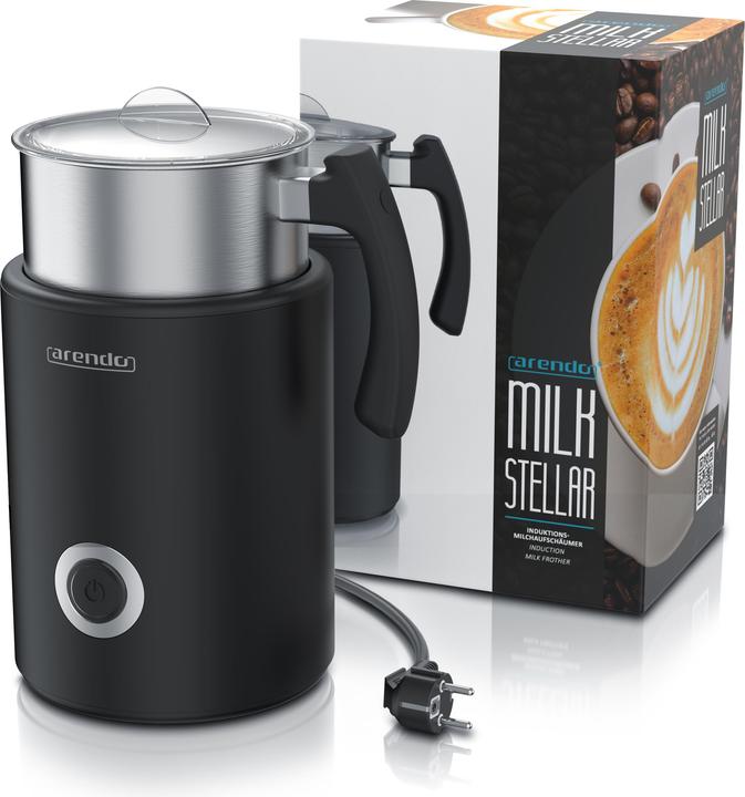 Produktbild Arendo Milchaufschäumer 3in1 Induktion, warm & kalt Schaum, 400 ml, Edelstahl, Latte Art, Milk, 500 W (500 ml)