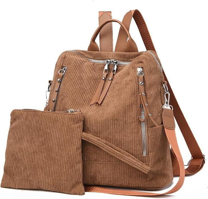 Image du produit Only-Bags.Store Sac à dos en velours côtelé chic - spacieux & polyvalent avec sangles réglables, fermeture à