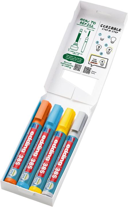 Produktbild Edding 385 Flipchart-Marker farbsortiert 1,0 - 5,0 mm, 4 St. (Mehrfarbig, 5 mm, 4 x)
