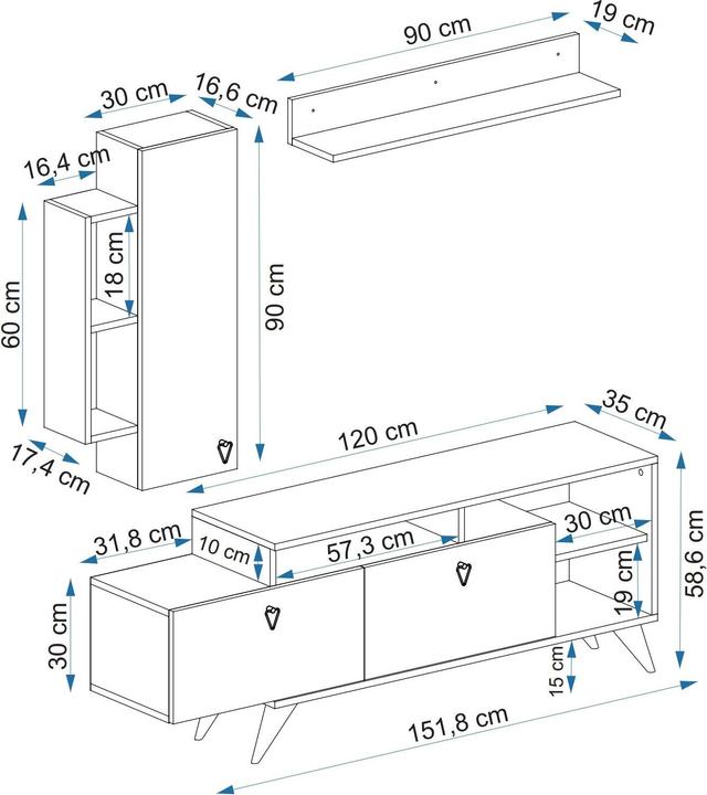 Produktbild Kalune Design Coraline (175 x 35 x 58.5 cm)