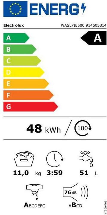 Energie-Label Electrolux WASL7IE500 (11 kg, Links)