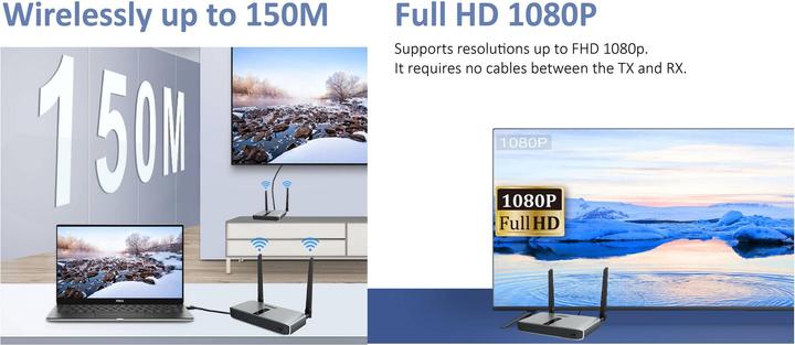 Actual product image SpeaKa Professional SP-HWE-800 HDMI Wireless Transmission (Set) 150m 5180MHz, 5240MHz 1920 x 1080 Pixel S (150 m, Audio return channel)