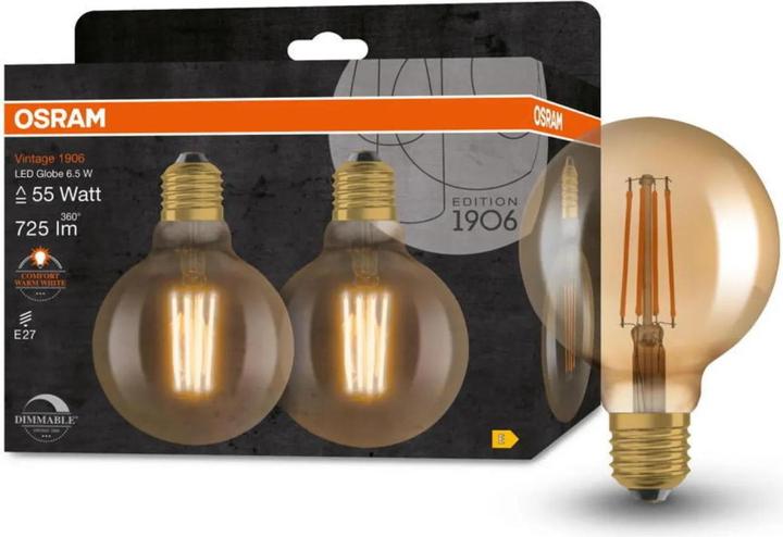 Image du produit Osram Vintage 1906 (E27, 6.50 W, 725 lm, 2 x, E)