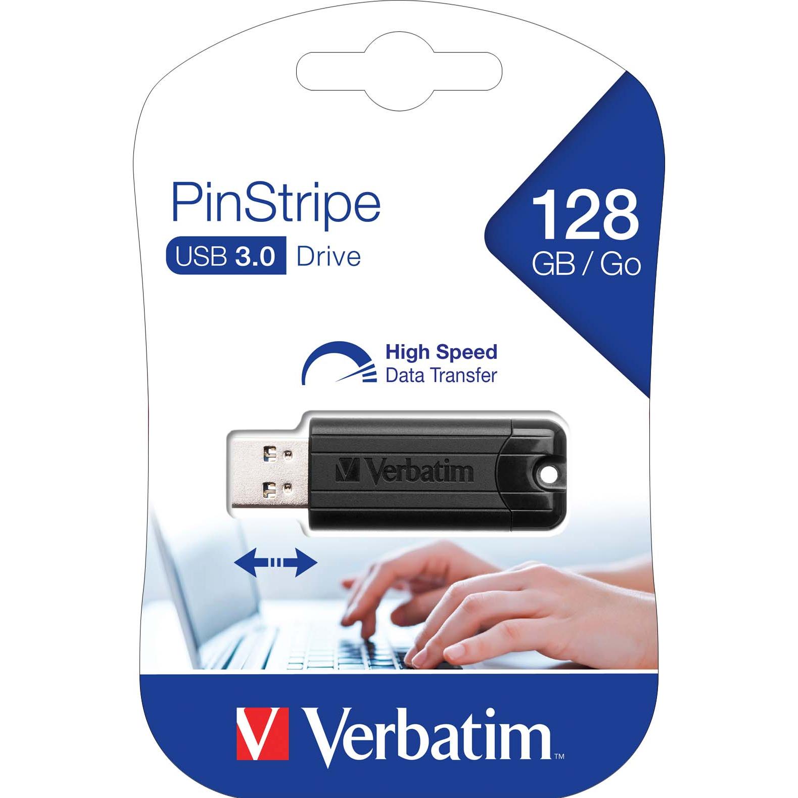 Thumbnail - Verbatim PinStripe USB-Stick (128 GB, USB 3.0, USB-A), USB Stick, Schwarz