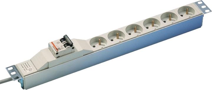 Schneider Electric NSYAPU19F6CB 19 inch network cabinet socket strip 1 U protective contact sockets (6x, CEE 7/3, 3 m)