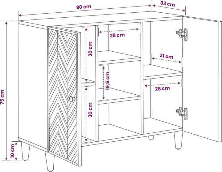 Actual product image vidaXL Aufbewahrungsschrank (33.50 x 90 x 75 cm)