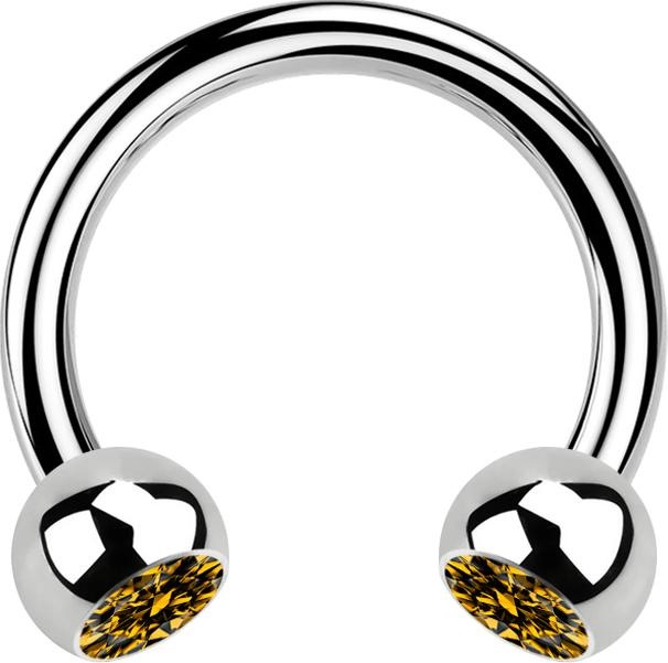 Produktbild Star Piercing Micro Circular Barbell silber mit zwei Kugeln Kristall topaz (ohne Messing, Chirurgenstahl 316L)