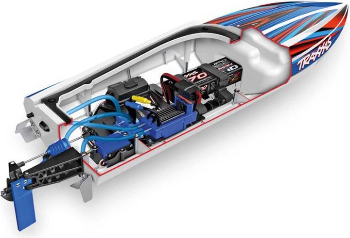 Actual product image Traxxas DISRUPTOR blue 26 inch V-hull self-righting boat without battery and charger