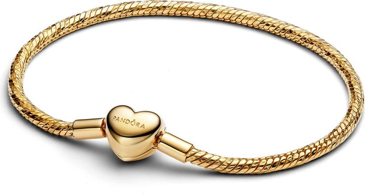 Pandora Bracciale a catena a serpente sfaccettata con chiusura a cuore (18 cm, Dorato, Metallo)