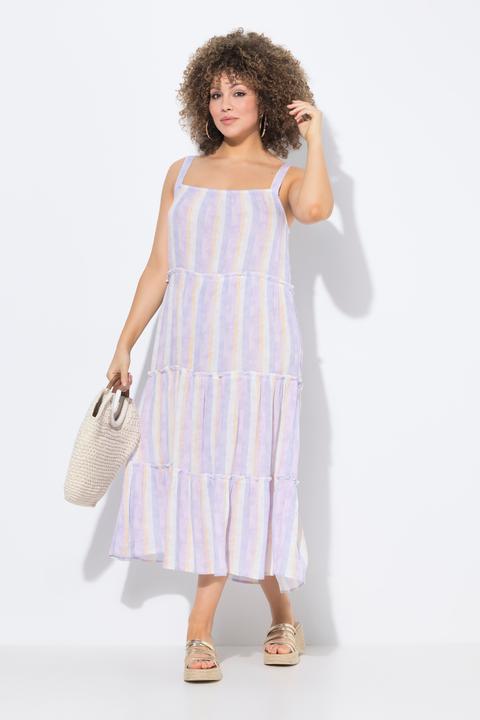 Produktbild Ulla Popken Midi-Trägerkleid, Streifen, A-Linie, ärmellos (62)