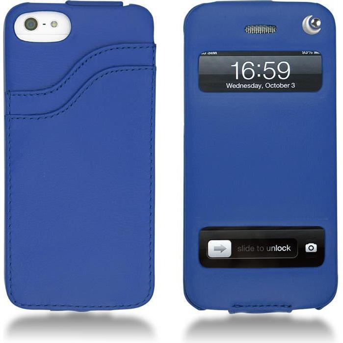 Noreve Lederschutzhülle vertikal (Apple iPhone 5), Smartphone Hülle, Blau
