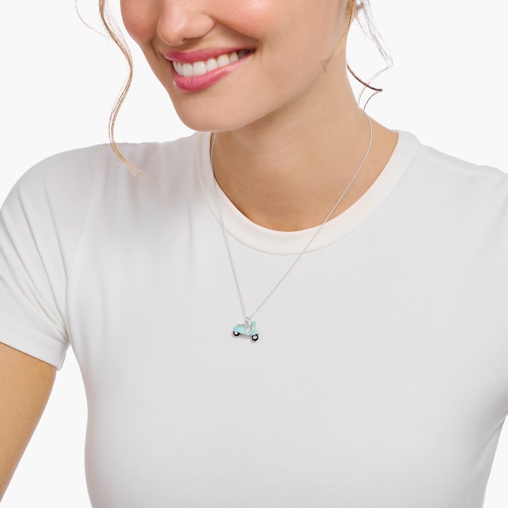 Produktbild Thomas Sabo Kette mit mintfarbenem Motorroller-Anhänger Silber (925er Silber, Emaille, 38 - 45 cm)