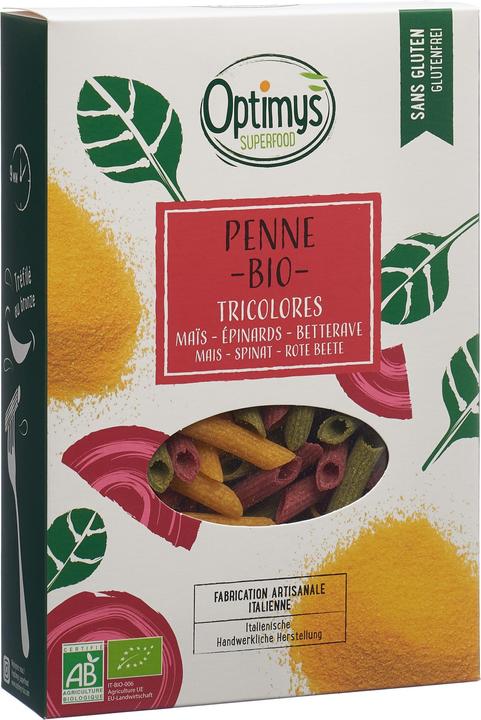Actual product image Optimys Tricolor corn penne organic (263 g)