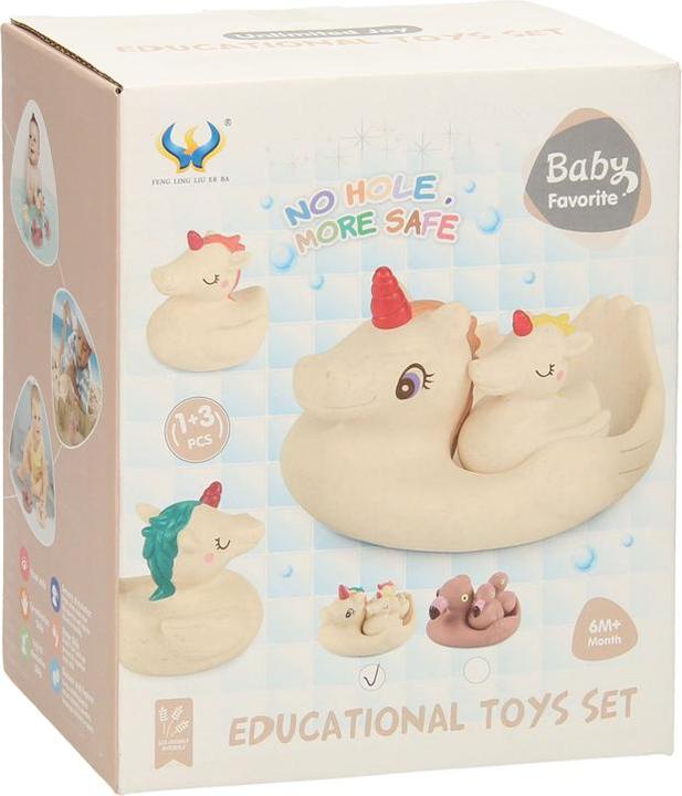 Zwemdieren eenhoornfamilie, 4 stuks.