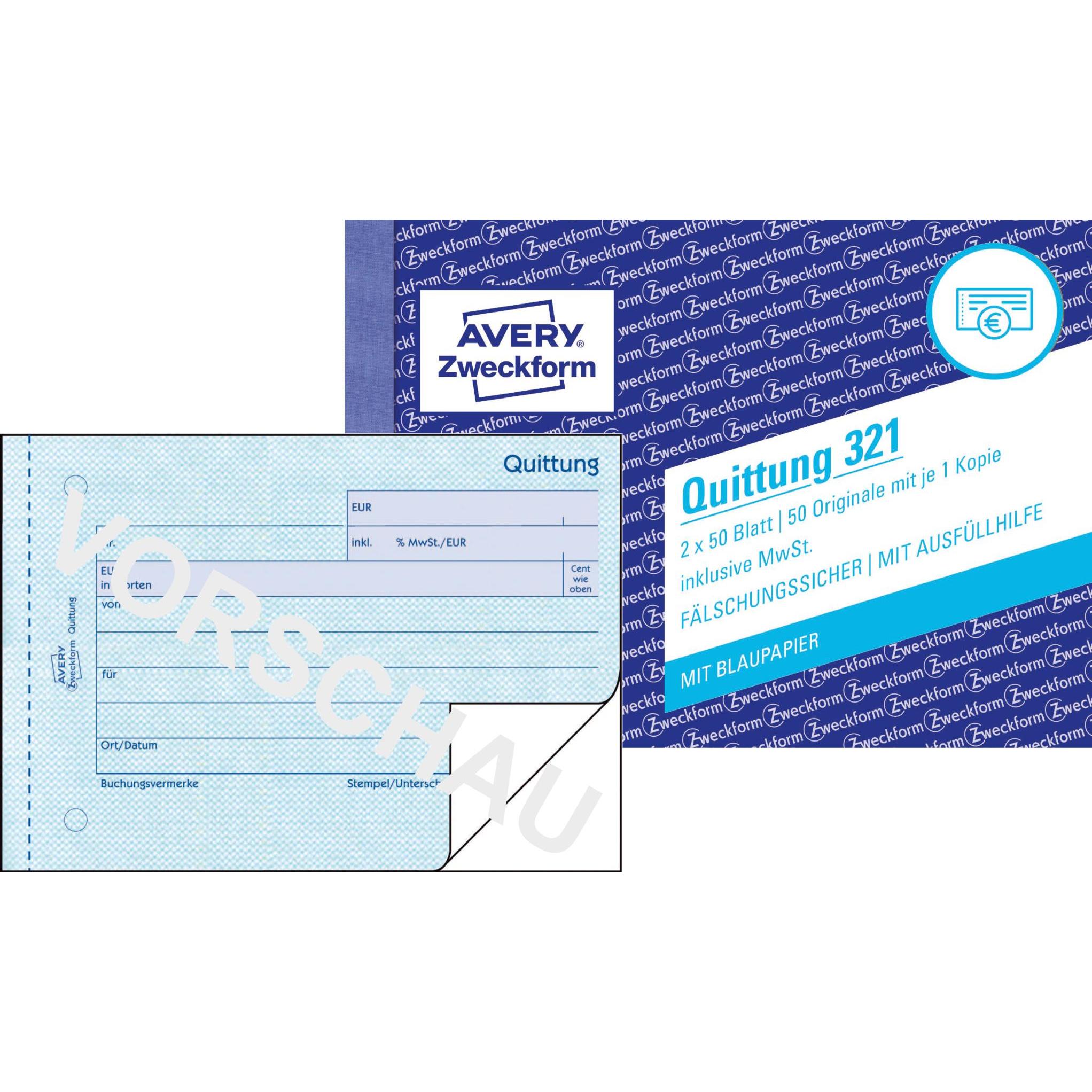 Avery, Polizza di versamento, Ricevuta IVA inclusa (50 x)