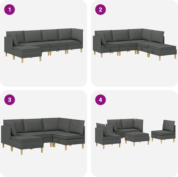 Produktbild vidaXL Wohnzimmergarnitur (Ecksofa, Sofahocker)